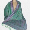 Chale en soie authentique vert rose Tous les pashminas CSS61