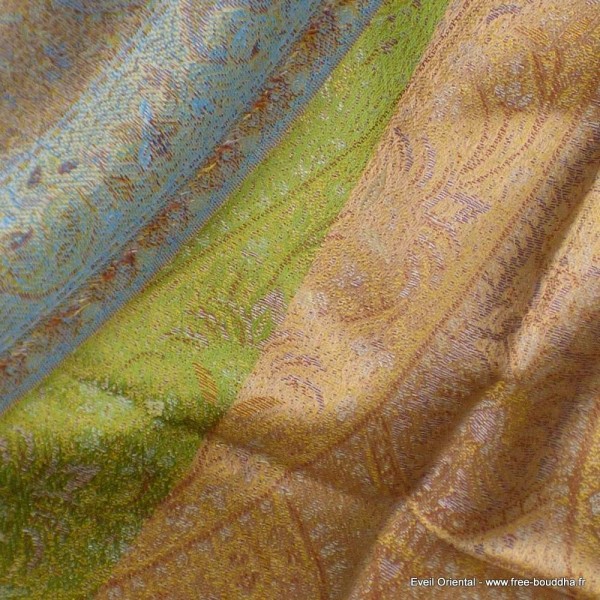Chale en soie authentique bleu anis Tous les pashminas CSS62