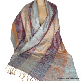 Pashmina femme en soie marron bleu Tous les pashminas CSS66