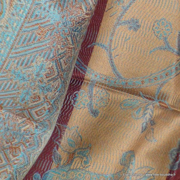 Pashmina femme en soie marron bleu Tous les pashminas CSS66