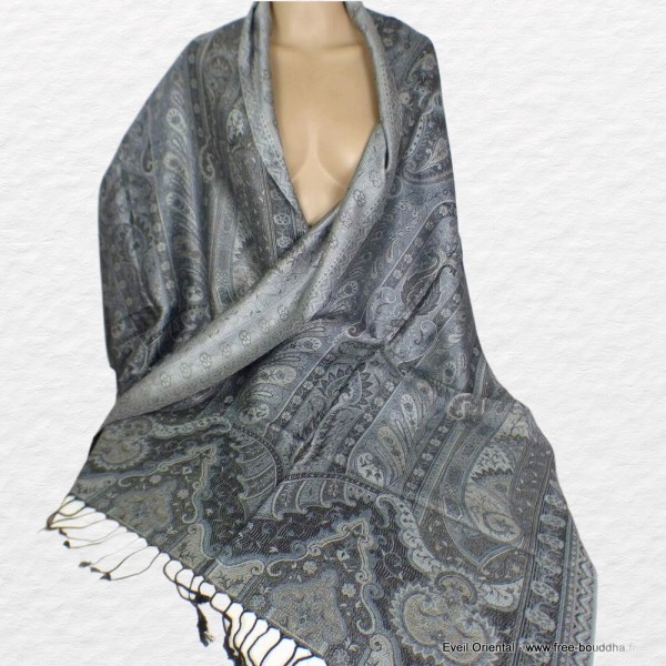 Pashmina femme en soie gris bleuté Tous les pashminas CSS67