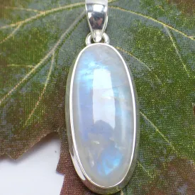 Pendentif Pierre de lune bleue oval allongé - Pendentifs pierres naturelles