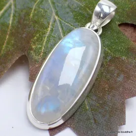 Pendentif Pierre de lune bleue oval allongé - Pendentifs pierres naturelles
