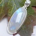 Pendentif Pierre de lune bleue oval allongé - Pendentifs pierres naturelles