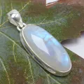 Pendentif Pierre de lune bleue oval allongé - Pendentifs pierres naturelles