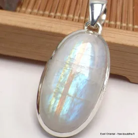 Pendentif Authentique Pierre de lune strie orange - Pendentifs pierres naturelles