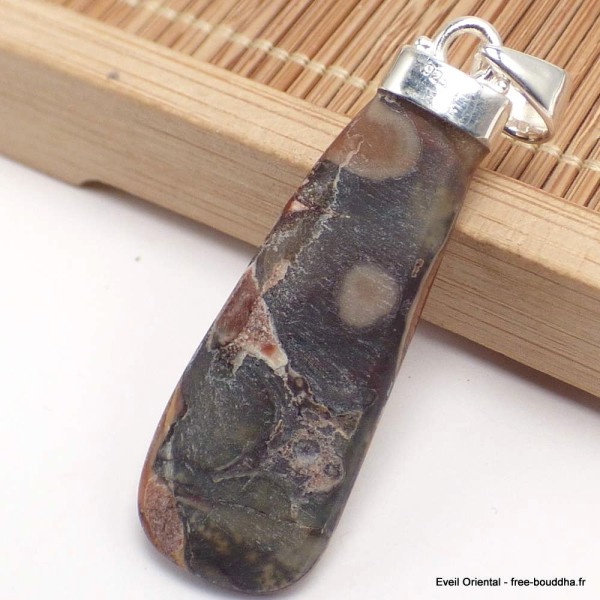 Pendentif Agate Laguna et grenat cabochon Pendentifs pierres naturelles XV96.2