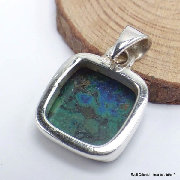 Petit pendentif Azurite malachite carré Bijoux en Azurite Malachite LAM36.8