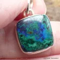 Petit pendentif Azurite malachite carré - Bijoux en Azurite Malachite