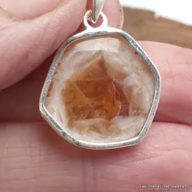Pendentif Authentique pierre stalactite citrine naturelle - Pendentifs pierres naturelles