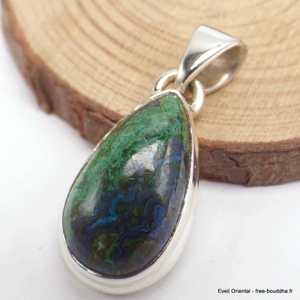 Petit pendentif Azurite malachite forme goutte Bijoux en Azurite Malachite LAM36.9