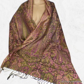 Pashmina femme pure soie noir fuschia Tous les pashminas CSS74