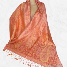 Pashmina femme pure soie orange rose Tous les pashminas CSS76