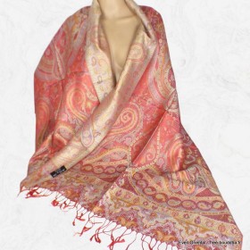 Pashmina femme pure soie rouge or Tous les pashminas CSS77