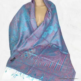 Etole pour femme en soie turquoise bordeau