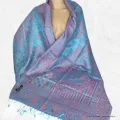Etole pour femme en soie turquoise bordeau - Etoles en soie naturelle