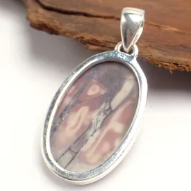 Pendentif en Jaspe Porcelaine gris rose oval - Pendentifs pierres naturelles