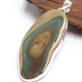 Grand pendentif Jaspe Impérial kaki ocre - Pendentifs pierres naturelles