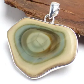 Pendentif Jaspe impérial asymétrique kaki jaune pâle - Pendentifs pierres naturelles
