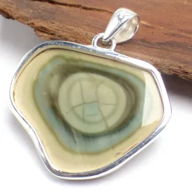 Pendentif Jaspe impérial asymétrique kaki jaune pâle - Pendentifs pierres naturelles