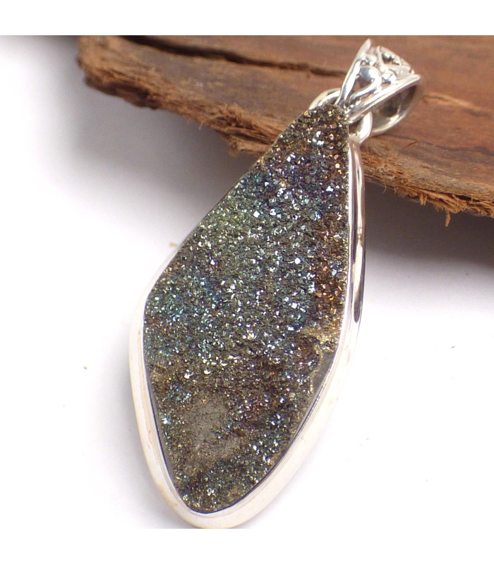 Pendentif Pyrite arc-en-ciel forme libre Bijoux en Pyrite arc-en-ciel LAM44.2