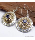 Boucles d'oreilles Spirales deux tons en Iolite Pendentifs pierres naturelles f203.5