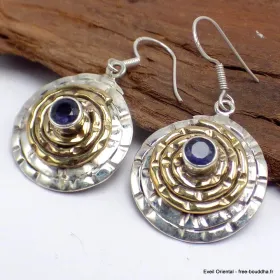 Boucles d'oreilles Spirales deux tons en Iolite