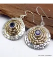 Boucles d'oreilles Spirales deux tons en Iolite - Boucles d'oreilles en pierres naturelles