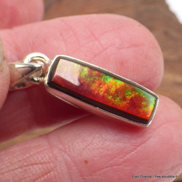 Pendentif allongé Ammolite du Canada qualité AAA Bijoux en Ammolite AW21