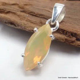 Pendentif Opale Ethiopienne facettée jaune orange - Pendentifs pierres naturelles