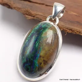 Pendentif Malachite sur Azurite turquoise rouille - Pendentifs pierres naturelles