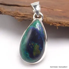 Pendentif goutte en azurite malachite - Pendentifs pierres naturelles