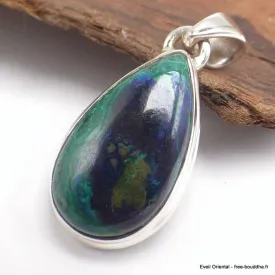Pendentif goutte en azurite malachite - Pendentifs pierres naturelles