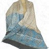 Châle soie de bambou bleu taupe Pashminas pure soie CFB9