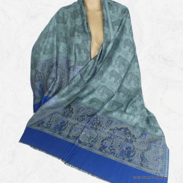 Châle écologique en soie de bambou Elephants Pashminas pure soie CFB11