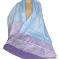 Châle écologique soie de bambou bleu parme Pashminas pure soie CFB12