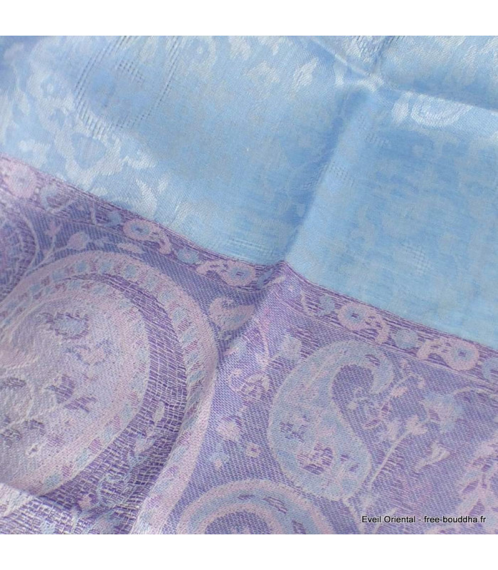 Châle écologique soie de bambou bleu parme Pashminas pure soie CFB12