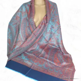 Châle écologique soie de bambou turquoise rouge - Châle en Bambou écologique