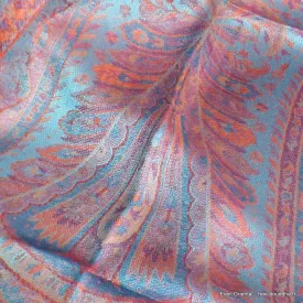 Châle écologique soie de bambou turquoise rouge - Châle en Bambou écologique