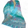 Châle écologique soie de bambou bleu lagon Pashminas pure soie CFB15