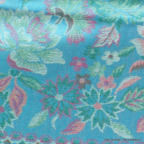 Châle écologique soie de bambou bleu lagon Pashminas pure soie CFB15