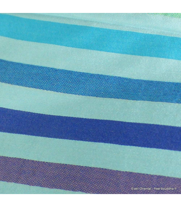 Pashmina soie de mûrier vert à rayures Tous les pashminas CSS80