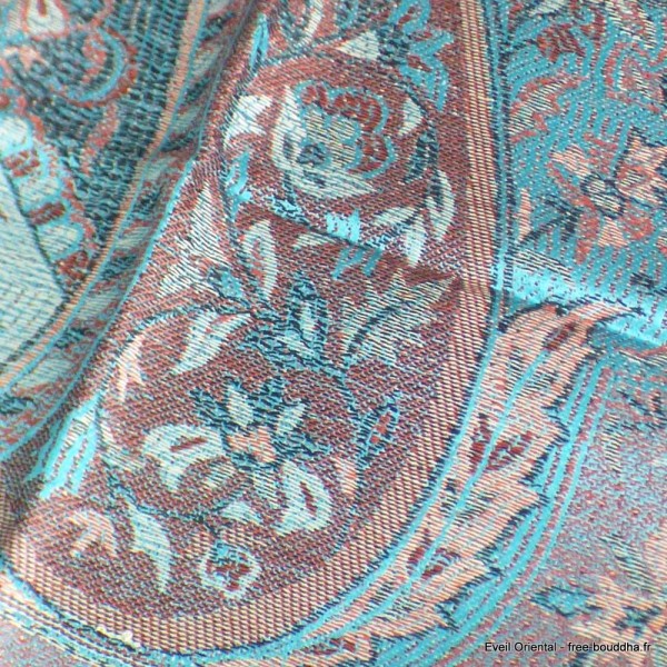 Pashmina soie de mûrier turquoise rose Tous les pashminas CSS81