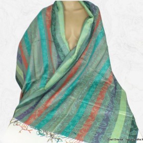 Châle en soie vert multicolore Tous les pashminas CSS84