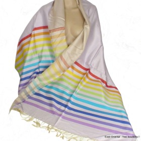 Châle en soie rose pâle rayures Tous les pashminas CSS85