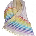 Châle en soie rose pâle rayures Tous les pashminas CSS85