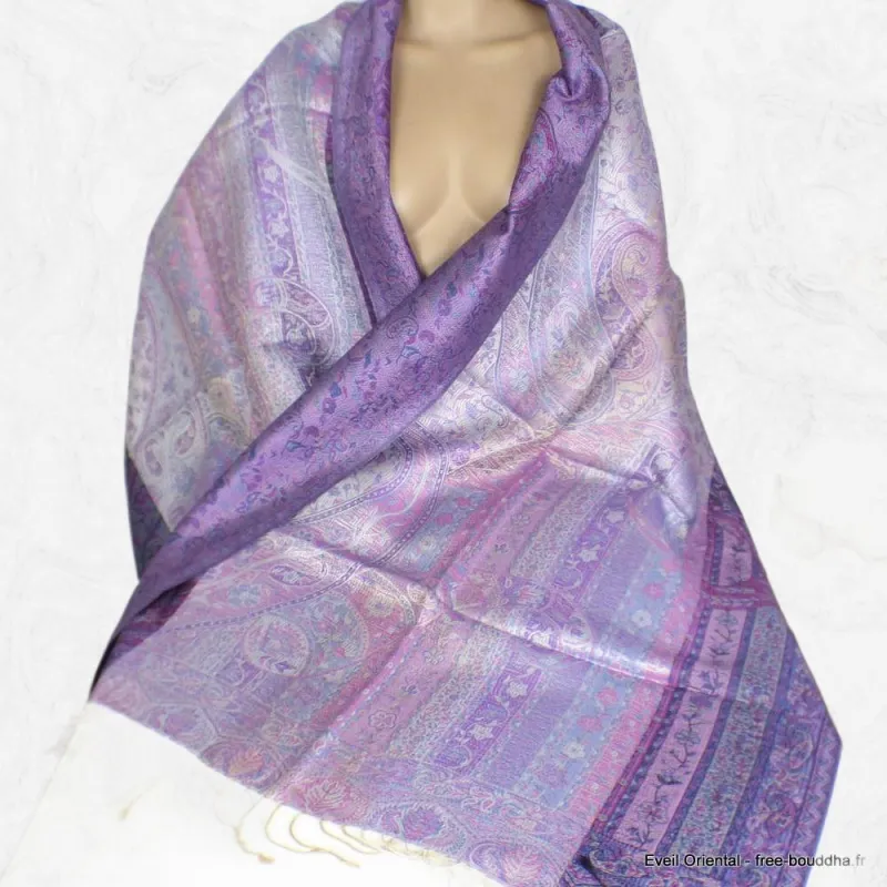 Etole pour femme soie naturelle violet mauve - Etoles en soie naturelle