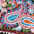 Pashmina noir brodé fils et perles - Châles en laine faits main