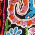 Pashmina noir brodé fils et perles - Châles en laine faits main