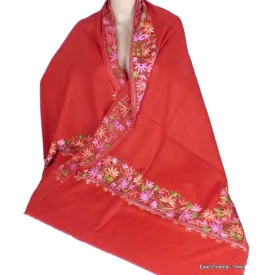 Châle oriental femme rouge brodé perles - Châles en laine faits main